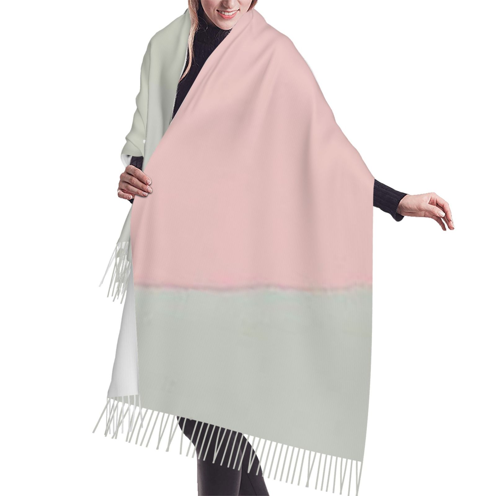 Faux Cashmere Warm Tassel Scarf (Vertical)