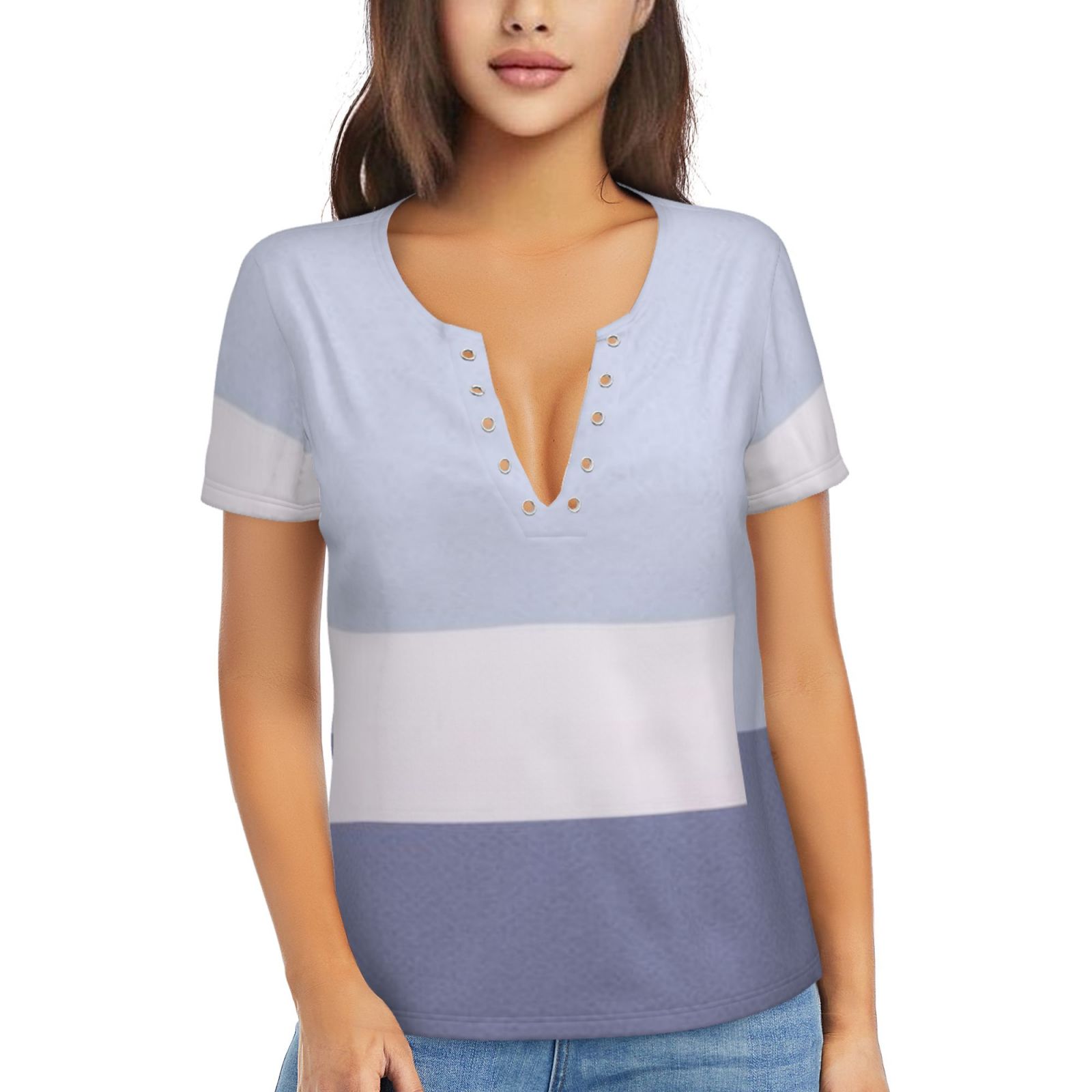 Women's Sexy Deep V Neck Short Sleeve T-Shirt
