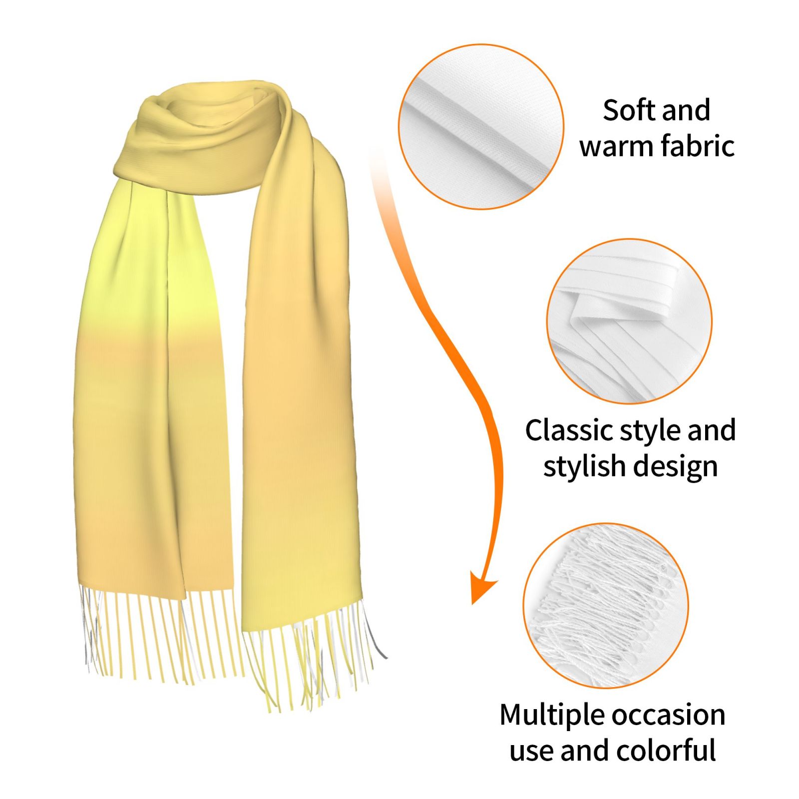 Faux Cashmere Warm Tassel Scarf (Vertical)