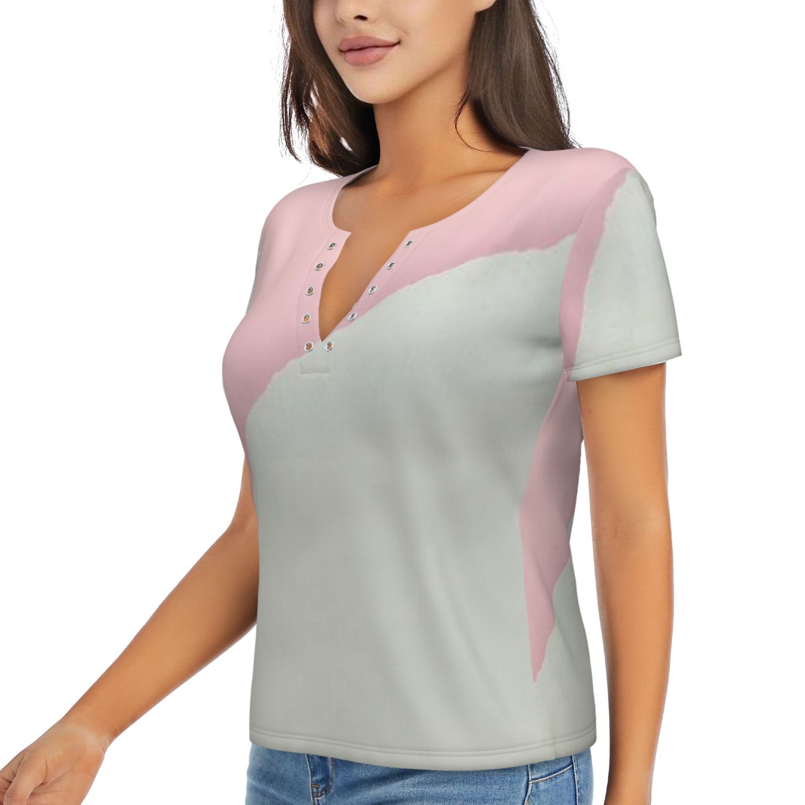 Women's Sexy Deep V Neck Short Sleeve T-Shirt