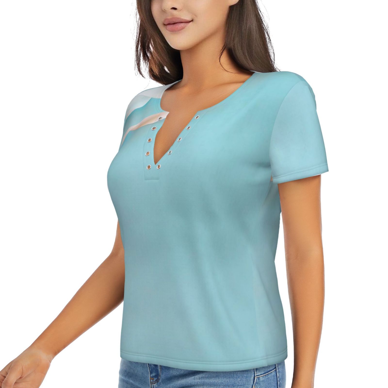 Women's Sexy Deep V Neck Short Sleeve T-Shirt