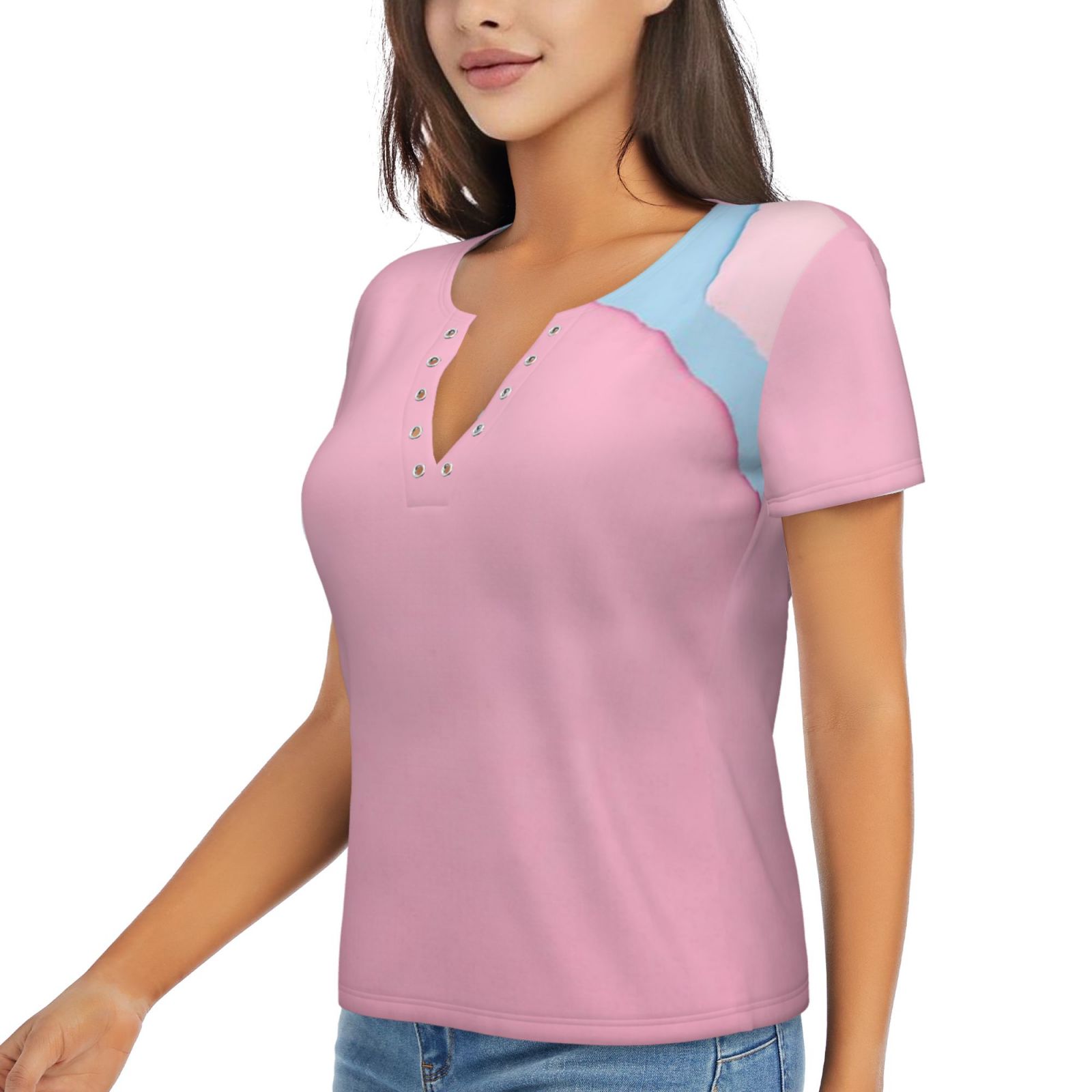 Women's Sexy Deep V Neck Short Sleeve T-Shirt