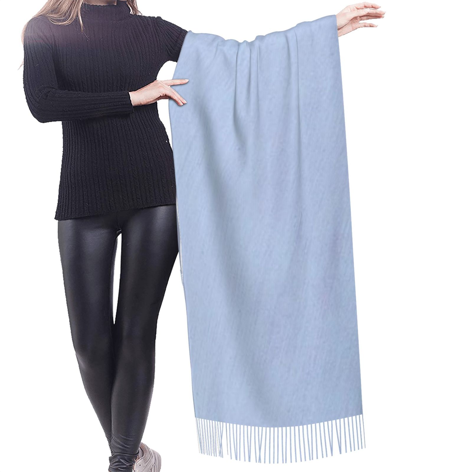 Faux Cashmere Warm Tassel Scarf (Vertical)