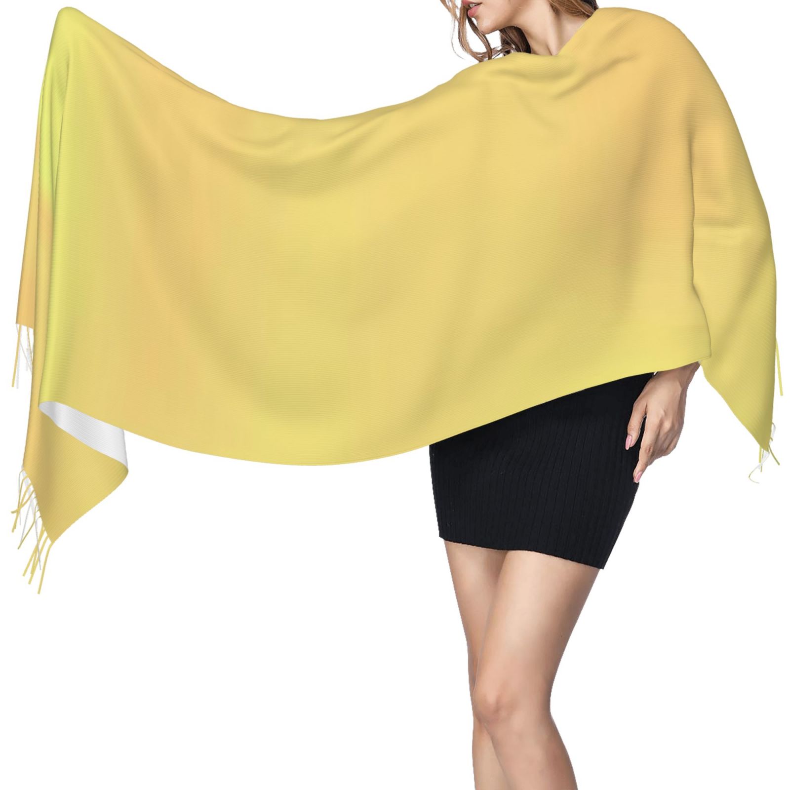 Faux Cashmere Warm Tassel Scarf (Vertical)
